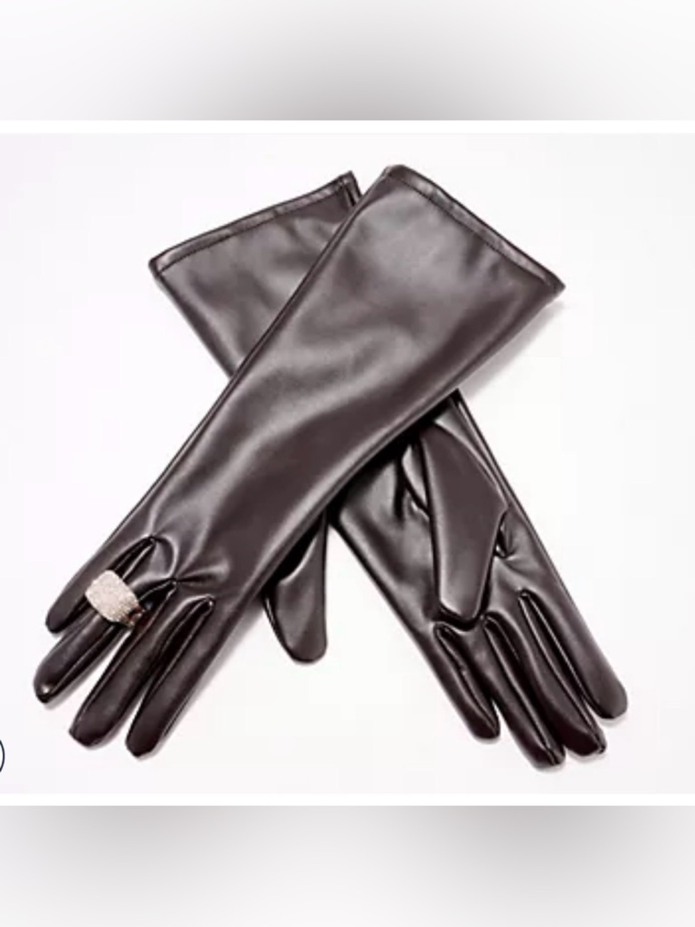 Long Brown Leather Faux Gloves